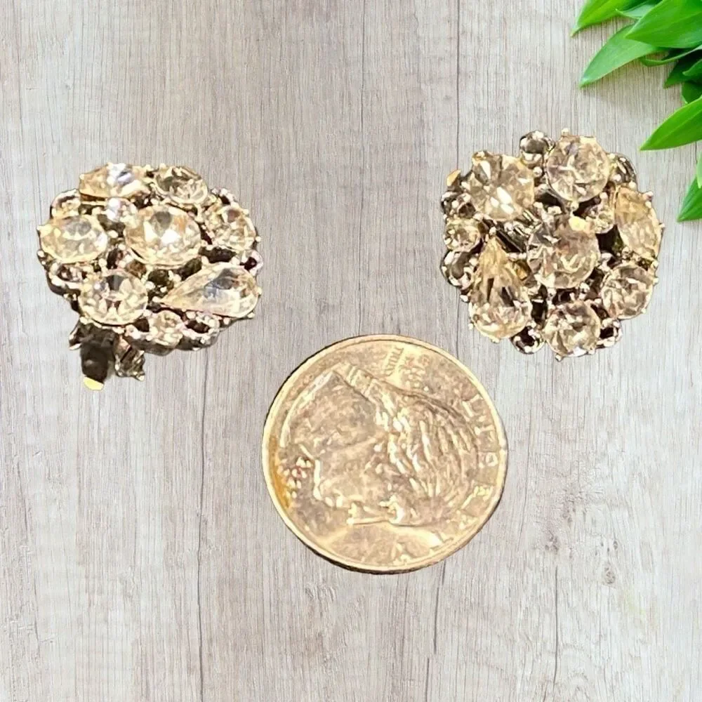 Beautiful Vintage Rhinestone Clip-on Earrings Rhapsody